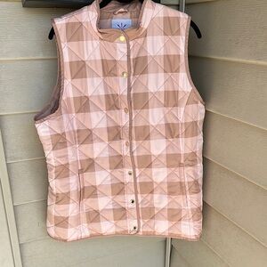 Brand New NWOT Isaac Mizrahi Live Pink and Tan Quilted Vest, Size Large